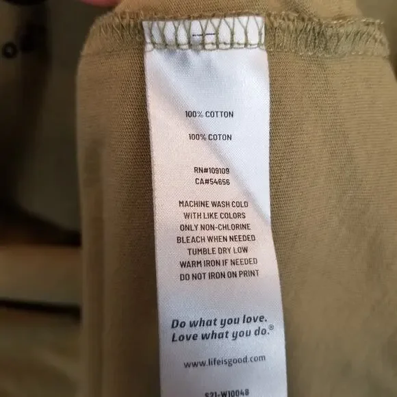 Life Is Good Army Green Bicycle V-Neck Cotton T-Shirt Women's Size XL - Picture 6 of 6